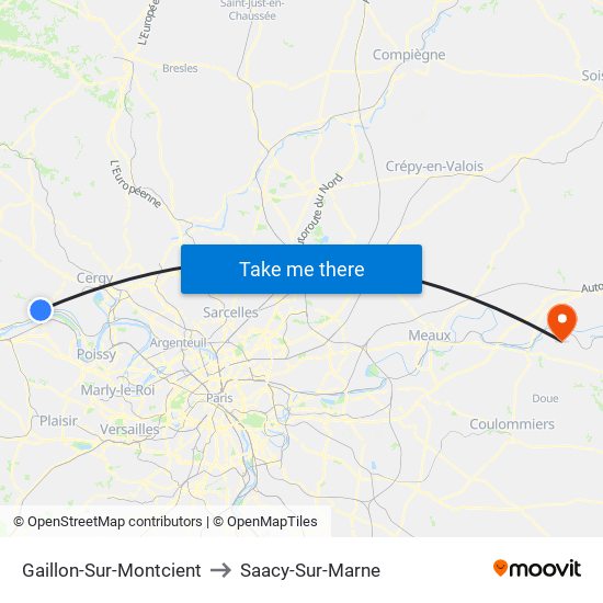 Gaillon-Sur-Montcient to Saacy-Sur-Marne map