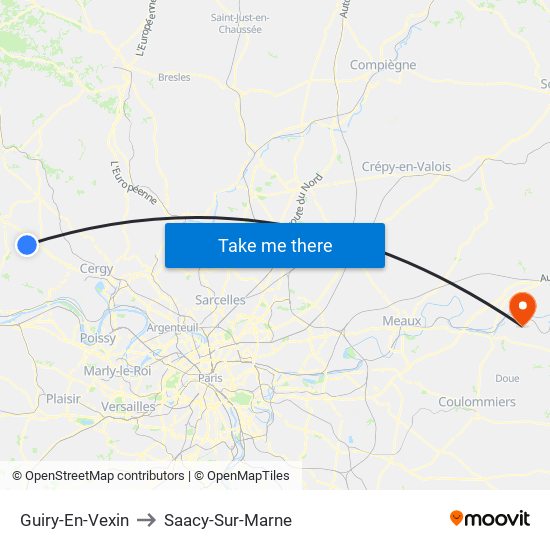 Guiry-En-Vexin to Saacy-Sur-Marne map