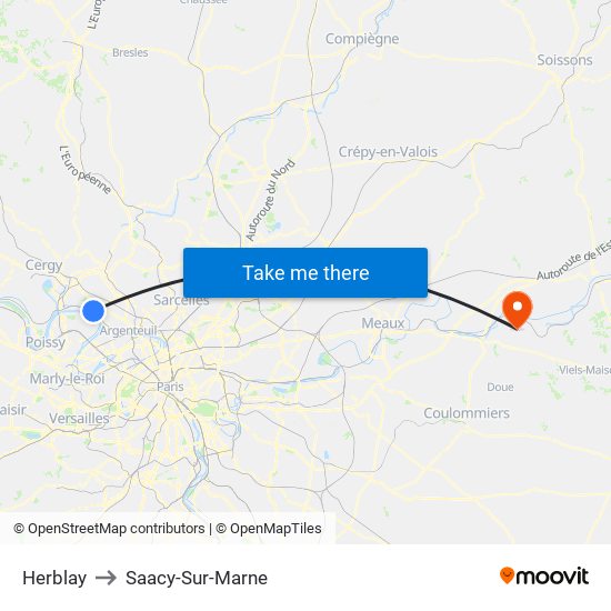 Herblay to Saacy-Sur-Marne map