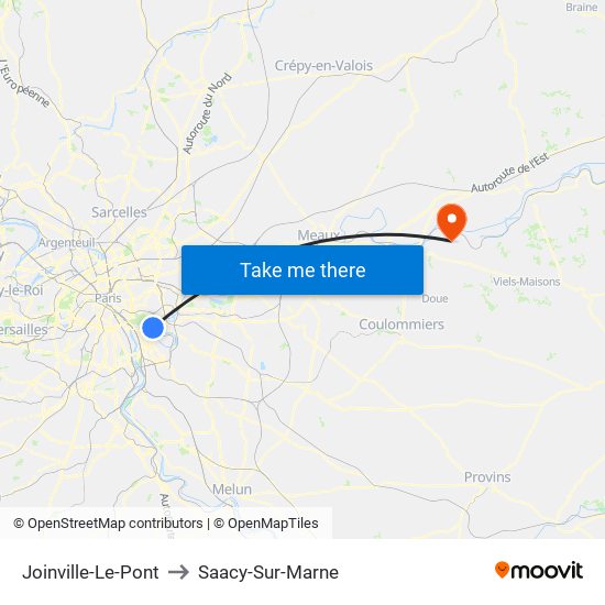 Joinville-Le-Pont to Saacy-Sur-Marne map