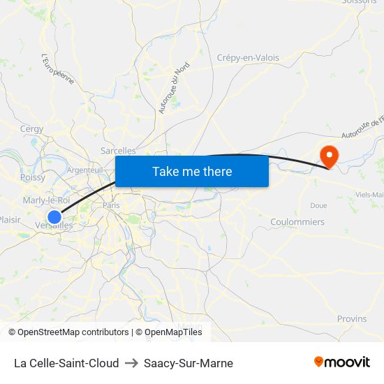 La Celle-Saint-Cloud to Saacy-Sur-Marne map