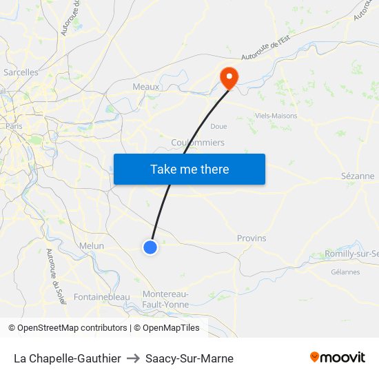 La Chapelle-Gauthier to Saacy-Sur-Marne map