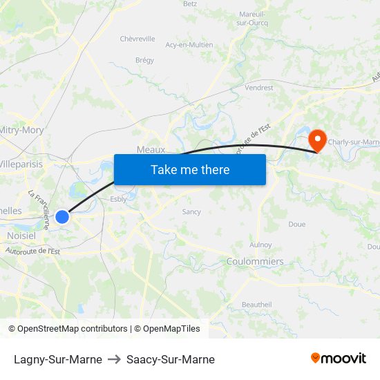Lagny-Sur-Marne to Saacy-Sur-Marne map