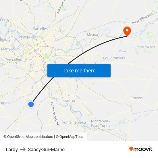 Lardy to Saacy-Sur-Marne map