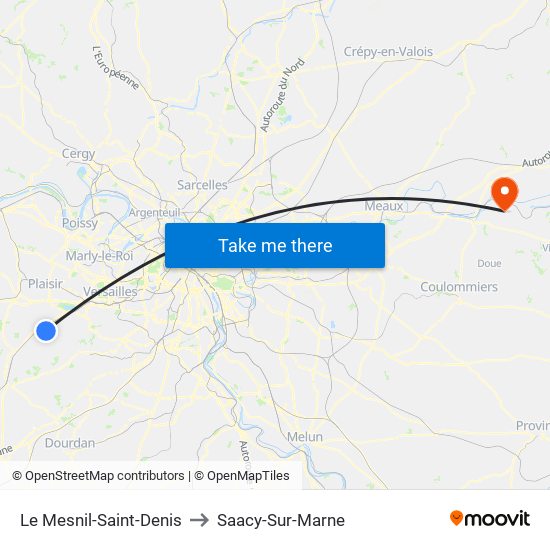 Le Mesnil-Saint-Denis to Saacy-Sur-Marne map