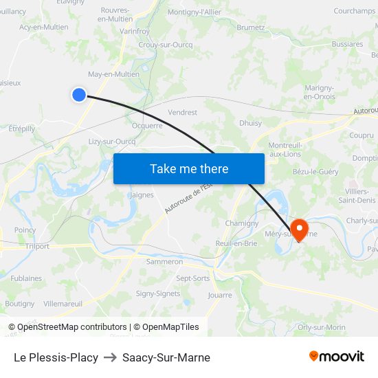 Le Plessis-Placy to Saacy-Sur-Marne map