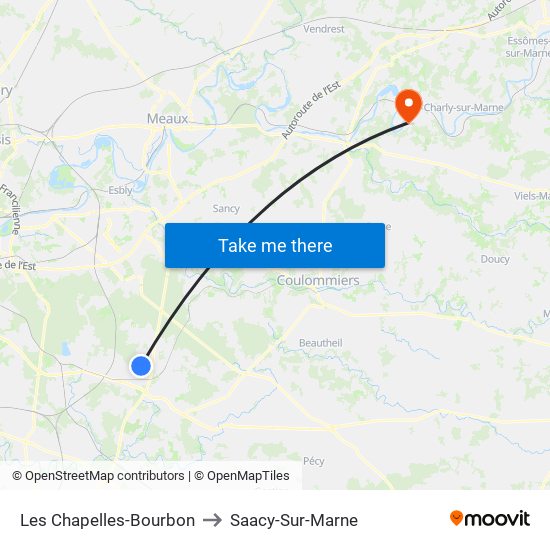 Les Chapelles-Bourbon to Saacy-Sur-Marne map