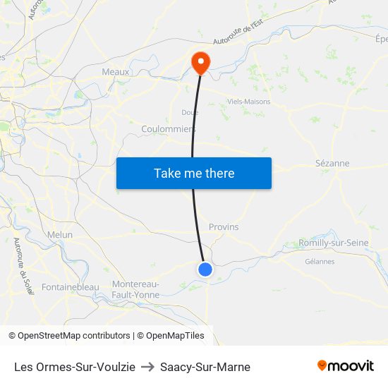 Les Ormes-Sur-Voulzie to Saacy-Sur-Marne map