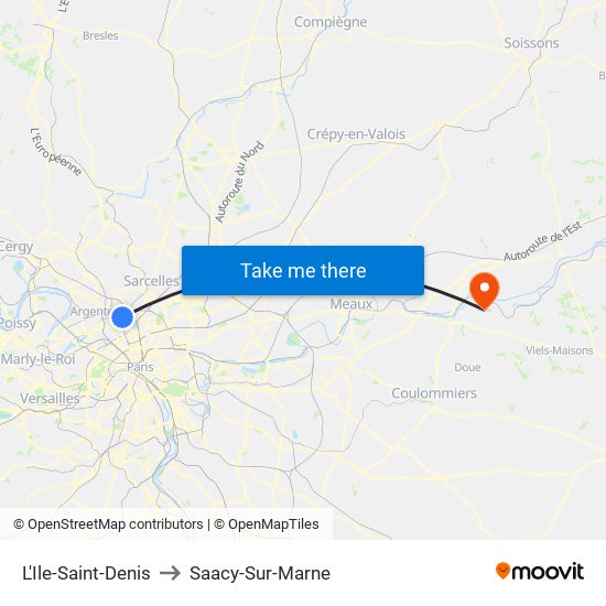 L'Ile-Saint-Denis to Saacy-Sur-Marne map