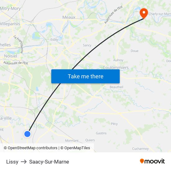 Lissy to Saacy-Sur-Marne map
