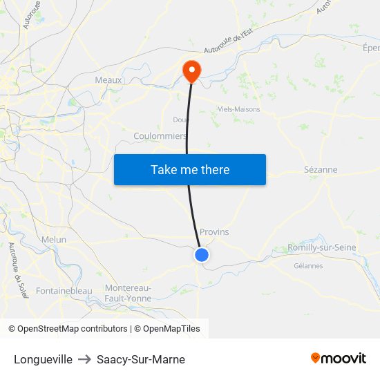 Longueville to Saacy-Sur-Marne map