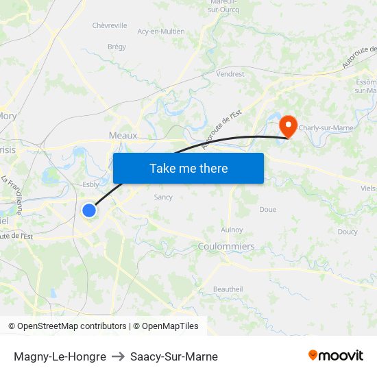 Magny-Le-Hongre to Saacy-Sur-Marne map