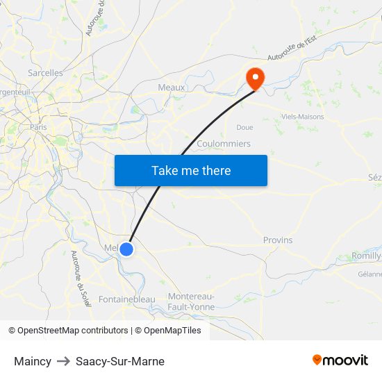 Maincy to Saacy-Sur-Marne map