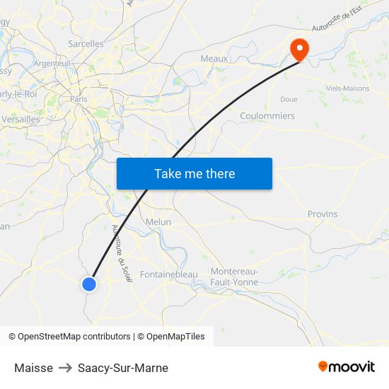 Maisse to Saacy-Sur-Marne map