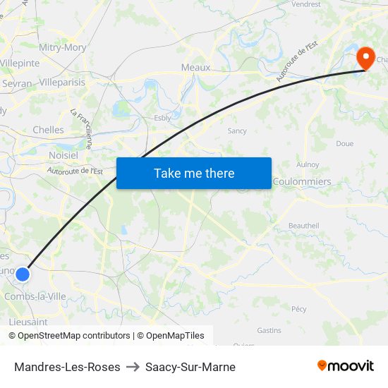 Mandres-Les-Roses to Saacy-Sur-Marne map