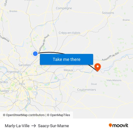 Marly-La-Ville to Saacy-Sur-Marne map