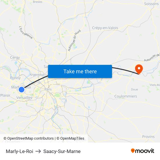 Marly-Le-Roi to Saacy-Sur-Marne map