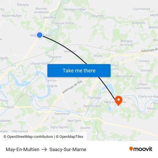 May-En-Multien to Saacy-Sur-Marne map