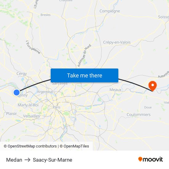 Medan to Saacy-Sur-Marne map