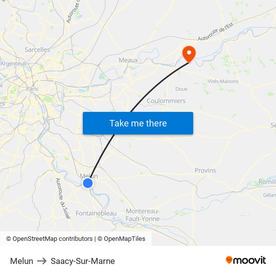 Melun to Saacy-Sur-Marne map