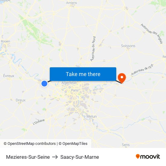 Mezieres-Sur-Seine to Saacy-Sur-Marne map