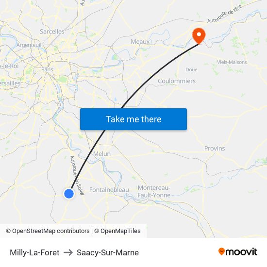 Milly-La-Foret to Saacy-Sur-Marne map