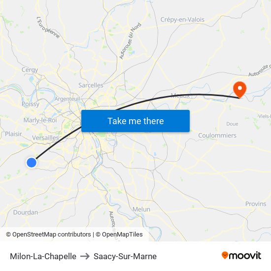 Milon-La-Chapelle to Saacy-Sur-Marne map