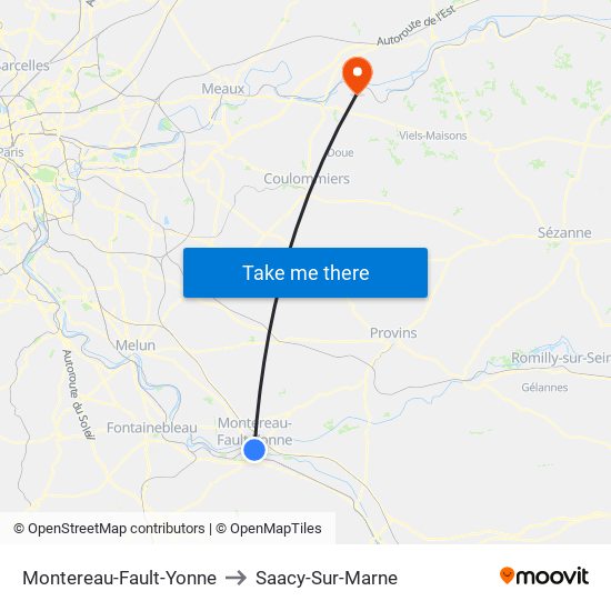 Montereau-Fault-Yonne to Saacy-Sur-Marne map
