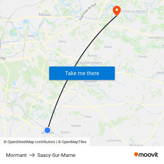 Mormant to Saacy-Sur-Marne map