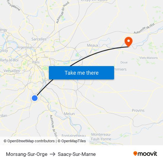 Morsang-Sur-Orge to Saacy-Sur-Marne map