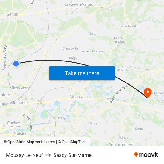 Moussy-Le-Neuf to Saacy-Sur-Marne map