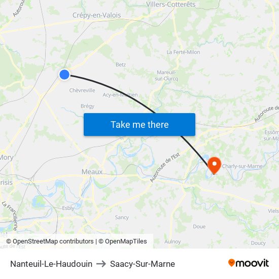 Nanteuil-Le-Haudouin to Saacy-Sur-Marne map