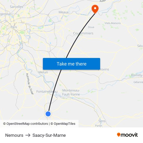 Nemours to Saacy-Sur-Marne map