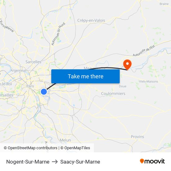Nogent-Sur-Marne to Saacy-Sur-Marne map