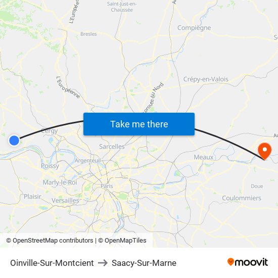 Oinville-Sur-Montcient to Saacy-Sur-Marne map