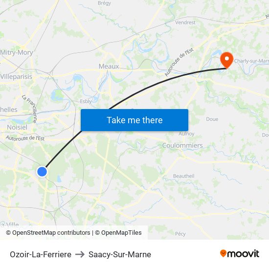 Ozoir-La-Ferriere to Saacy-Sur-Marne map