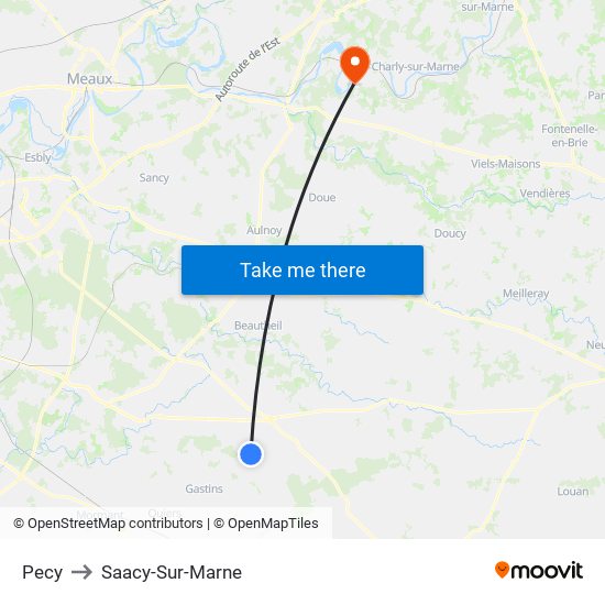 Pecy to Saacy-Sur-Marne map