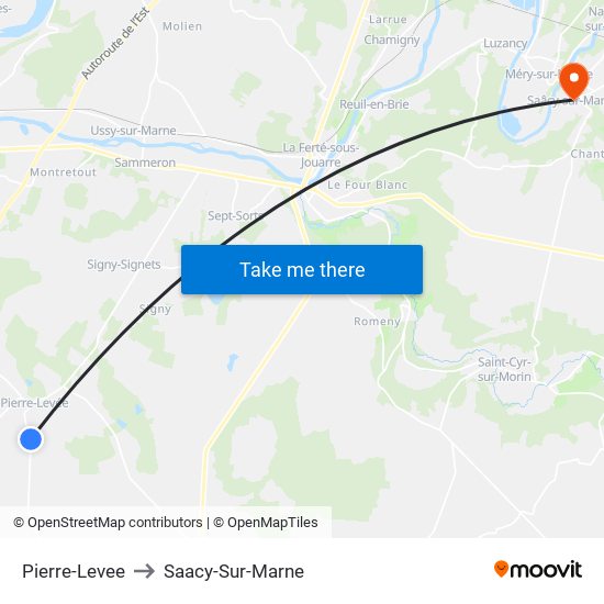 Pierre-Levee to Saacy-Sur-Marne map