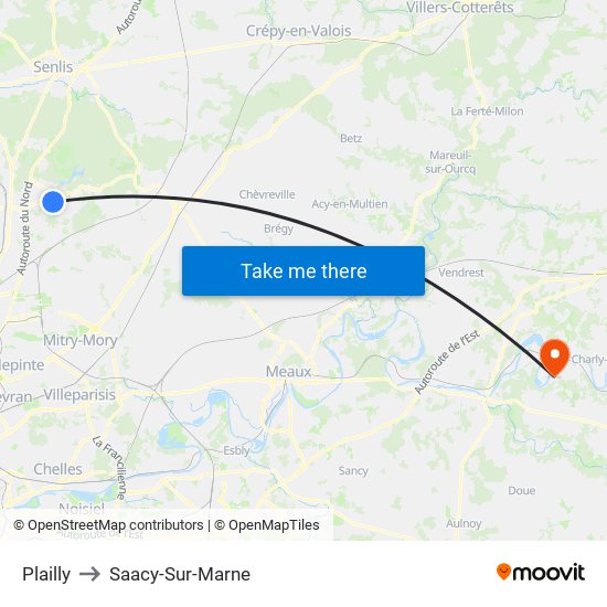 Plailly to Saacy-Sur-Marne map