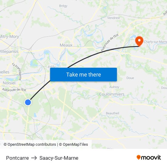 Pontcarre to Saacy-Sur-Marne map