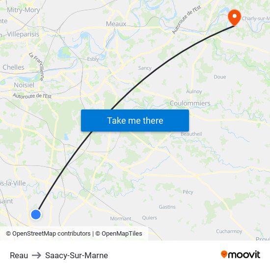 Reau to Saacy-Sur-Marne map