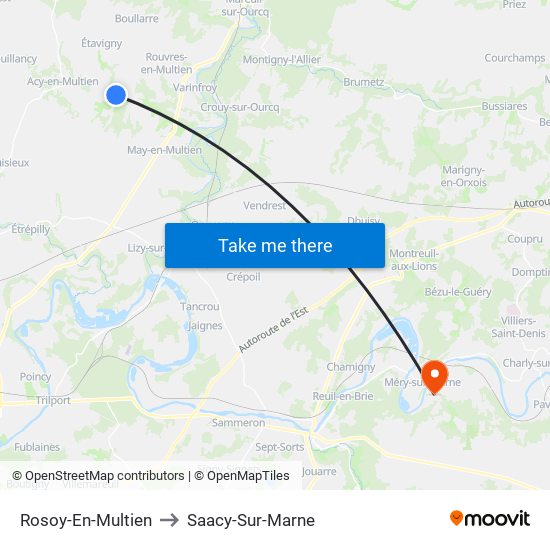Rosoy-En-Multien to Saacy-Sur-Marne map