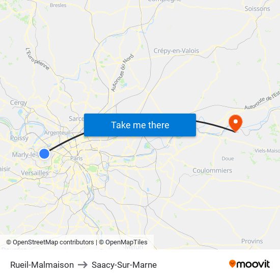 Rueil-Malmaison to Saacy-Sur-Marne map