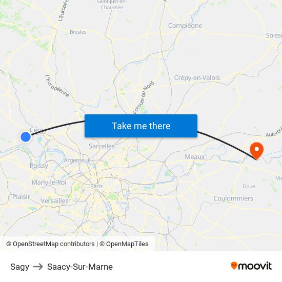 Sagy to Saacy-Sur-Marne map