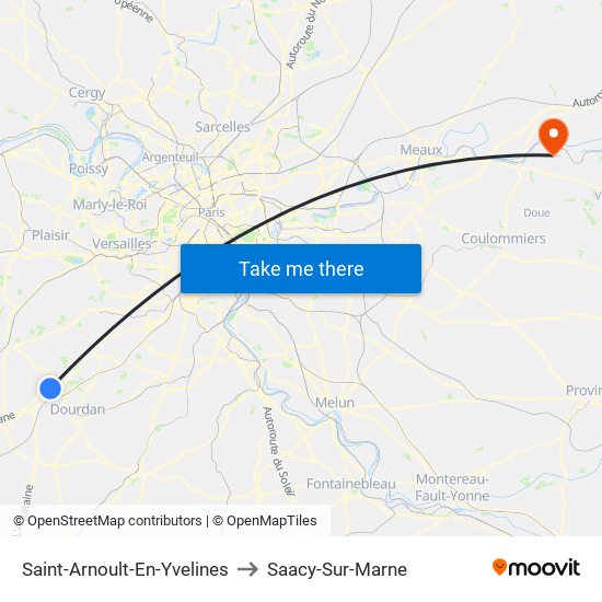 Saint-Arnoult-En-Yvelines to Saacy-Sur-Marne map