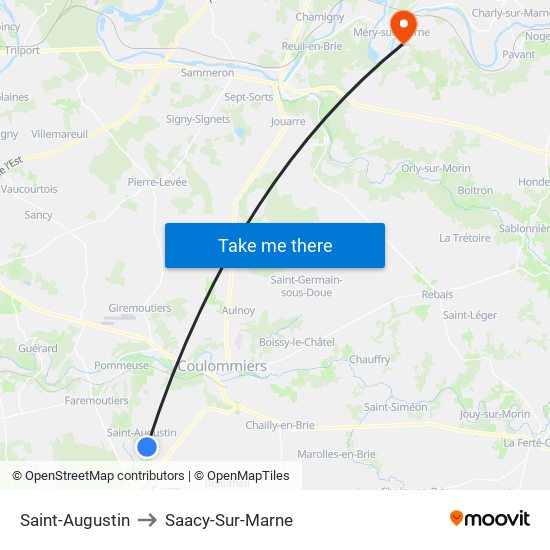 Saint-Augustin to Saacy-Sur-Marne map