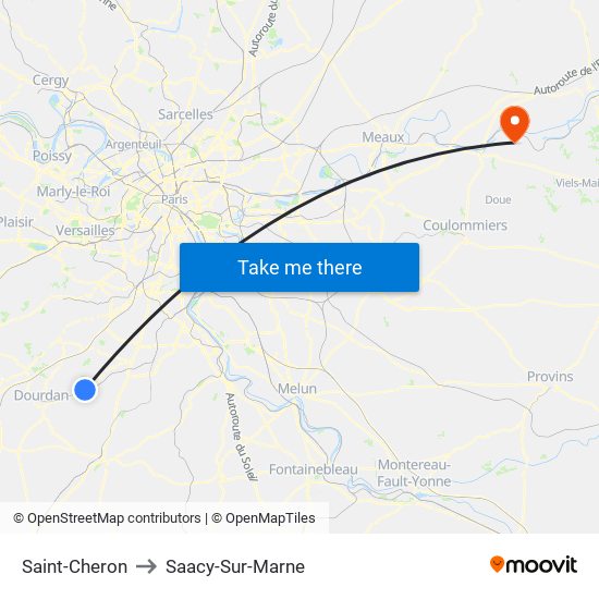 Saint-Cheron to Saacy-Sur-Marne map
