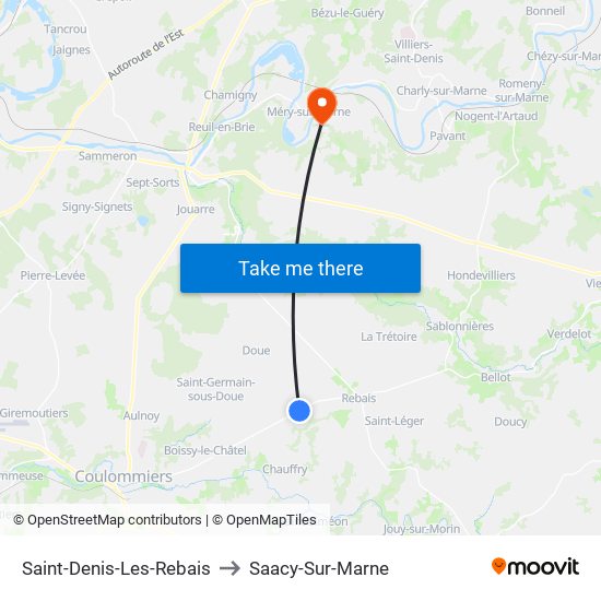 Saint-Denis-Les-Rebais to Saacy-Sur-Marne map