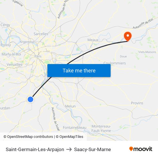 Saint-Germain-Les-Arpajon to Saacy-Sur-Marne map