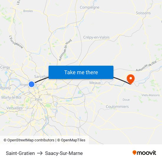 Saint-Gratien to Saacy-Sur-Marne map